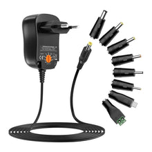 Carica l'immagine nel visualizzatore di Gallery, Alimentatore universale da 12 W, 3 V, 4,5 V, 5 V, 6 V, 7,5 V, 9 V, 12 V, 1 A, AC DC, con 8 connettori DC per altoparlanti, fotocamera, lampada e più elettronica domestica, 1000 mA.