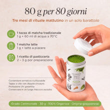 Carica l'immagine nel visualizzatore di Gallery, Matcha tea originale 100% bologico, grado cerimoniale, polvere organica dal giappone, naturale al 100%, tè matcha 80G - 
