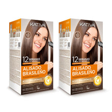 Carica l&#39;immagine nel visualizzatore di Gallery, Kativa Confezione 2 liscianti brasiliani – Nuova formula con acido ialuronico – Trattamento lisciante professionale a casa – Fino a 12 settimane di durata – Raddrizzamento Keratina – Formula vegana –