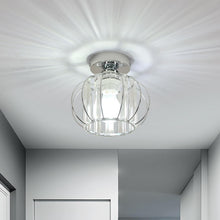 Carica l'immagine nel visualizzatore di Gallery, Goeco Plafoniera da Soffitto in Gabbia Metallo Cristallo E27 19cm, Cromo