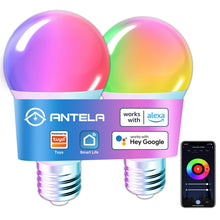 Carica l'immagine nel visualizzatore di Gallery, ANTELA Lampadina WiFi Intelligente E27, 9W 1000 Lumen Lampadine Led Smart Alexa Multicolore RGBCW Dimmerabile 2700-6500K