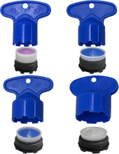 Carica l'immagine nel visualizzatore di Gallery, Chiave di rimozione per aeratore del rubinetto con 4 dimensioni e 4 pezzi di aeratori per rubinetto M 16,5 18,5 21,5 24