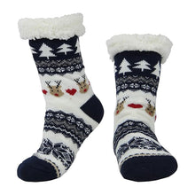 Carica l'immagine nel visualizzatore di Gallery, AEKZOX Calzini di Natale Uomo Donna Caldi e Morbidi Calze Antiscivolo con Motivo Norvegese Regalo di Natale per l’Inverno