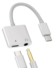 Carica l'immagine nel visualizzatore di Gallery, Adattatore USB C a Jack Auricolare Cavo(2 in 1) Auricolare 3.5mm Audio Cuffia Caricabatterie USB-C Compatibile per Samsu