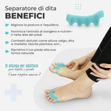 Carica l'immagine nel visualizzatore di Gallery, RestoreFeet Separatore Dita Piedi con Fascia Anti Alluce Valgo – 2 Paia (Nero + Azzurro) + Banda Nera – Confezione con V