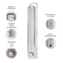 Carica l'immagine nel visualizzatore di Gallery, Velamp BIG TWIX - Lampada di Emergenza Portatile Ricaricabile, LED, Super Luminosa (500 lumen) - Dimmerabile - Con Caric