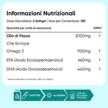 Carica l'immagine nel visualizzatore di Gallery, Omega 3 Certificato IFOS, Olio di Pesce 2000mg, 660mg EPA e 440mg DHA