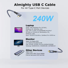 Carica l'immagine nel visualizzatore di Gallery, YIWENTEC Cavo USB C 3.2 maschio maschio Gen2 X 2 Type C Charging Cable, 20 Gbps Data Transfer, 240 W 48 V/5 A Fast Charg