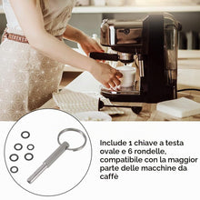 Carica l'immagine nel visualizzatore di Gallery, Chiave a Testa Ovale per Macchina da Caffè con Portachiavi e 6 Anelli in Gomma, Cacciavite Ovale Drive bit Strumenti di 