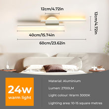 Carica l'immagine nel visualizzatore di Gallery, 24W Applique da Parete Interno LED Bianca 60CM Bianco Caldo 3000K