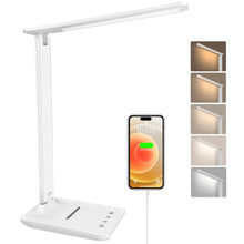 Carica l'immagine nel visualizzatore di Gallery, lampada da scrivania,lampada da lettura,dimmerabile lampada da tavolocon porta USB, 3 modalità di illuminazione, lampada da comodino pieghevole per lettura,unghie,lavoro,studiare,ufficio,dormitorio