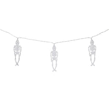 Carica l'immagine nel visualizzatore di Gallery, Lights4fun Luci Decorative Halloween con 10 Scheletri i in Plastica Trasparente, LED Bianco Caldo, a Batterie con Timer,