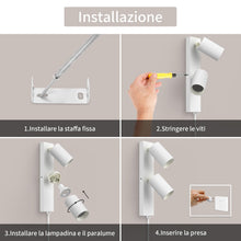 Carica l'immagine nel visualizzatore di Gallery, Applique da Parete con Spina e Cavo 2 Luci GU10 Interno, Bianco