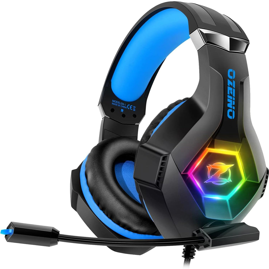 Ozeino Cuffie Gaming per Ps4 Ps5 PC Xboxone, Cuffie con Microfono Cancellazione del Rumore, 3D Surround Sound, Cuffie Comfort con LED RGB