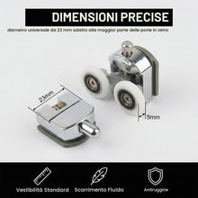 Carica l'immagine nel visualizzatore di Gallery, 4 Set Rulli Per Porta Doccia.Rotelle Box Doccia Diametro e' 23 mm. Ruote Della Doccia per Vetro 4-6 mm.Rulli Doccia per 