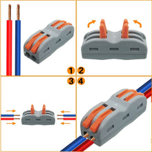 Carica l'immagine nel visualizzatore di Gallery, CESFONJER Compact Connettore, Morsettiera a Barra di Pressione Bilaterale a 4 fori, Grigio Conduttori Assortiti Connetto