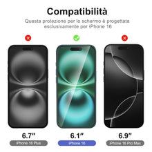 Carica l&#39;immagine nel visualizzatore di Gallery, NEW&#39;C 2 x Pellicola Vetro Temperato per iPhone 16 (6,1 pollici) e 2 x Pellicola Vetro Protettiva Fotocamera Posteriore per iPhone 16 - Ultra Resistente - Strumento di facile installazione incluso