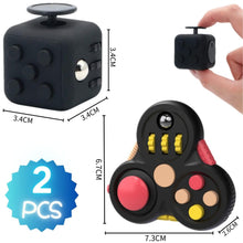 Carica l'immagine nel visualizzatore di Gallery, 2Pcs Nero Fidget Toys Giocattolo, Fidget Pad 11 funzioni