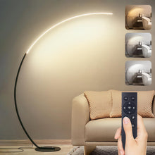 Carica l'immagine nel visualizzatore di Gallery, Linkenail Lampada da Terra ad Arco Salotto, 25W Moderna Piantana LED Dimmerabile Lampada Salotto con Telecomando, 3000K-6000K, Lampada lettura per Soggiorno, Camera da Letto, Ufficio, Nero 170cm