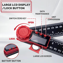 Carica l'immagine nel visualizzatore di Gallery, Flintronic Goniometro Digitale, Goniometro 360 Gradi, con display LCD e Doppia Gradazione, Misurazioni Angolari Esatte, 