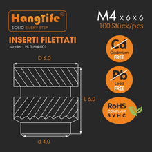 Carica l'immagine nel visualizzatore di Gallery, HANGLIFE Inserti Filettati a Caldo, M4 Inserto Filettato per Componenti di Stampa 3D e Parti in Plastica - Dadi Scanalat