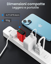 Carica l'immagine nel visualizzatore di Gallery, Caricatore USB C da Muro 20W 2 Porte 4Pezzi Presa USB C ＋A Caricabatterie Rapido PD Alimentatore Compatibile con iPhone 
