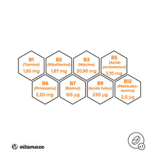 Carica l'immagine nel visualizzatore di Gallery, Vitamaze® Vitamina B Complex Alto Dosaggio, 180 Compresse Vegan de Vitamine B con Biotina, Acido Folico, Vitamina B12, V