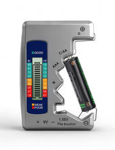 Carica l'immagine nel visualizzatore di Gallery, Testatore universale per batterie con display LCD per AA, AAA, N, C, D, 9V, pile a bottone 1,55V e mini pile