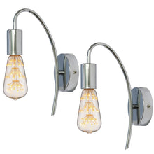 Carica l'immagine nel visualizzatore di Gallery, Lampada da Parete Interna Vintage 2 Pezzi Applique Parete Curva Industriale Retrò Illuminazione da Parete Prese Lampada 