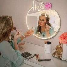 Carica l'immagine nel visualizzatore di Gallery, Hello Gorgeous - Targa al neon per decorazione della casa, specchio illuminato, decorazione da parete, per feste di comp