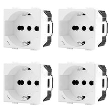 Carica l'immagine nel visualizzatore di Gallery, Voltix 4 Pezzi Prese Schuko 2P+T 10/16A 250V – Compatibili con Bticino Matix – Colore Bianco, Design Moderno, Installazi