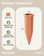 Carica l'immagine nel visualizzatore di Gallery, Bamworld Picchetti Autoirriganti Terracotta 6 Pezzi, Dispositivi Irrigazione Piante, Irrigatori Automatici per Vasi Inte