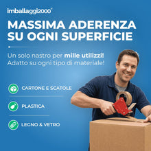Carica l'immagine nel visualizzatore di Gallery, IMBALLAGGI 2000 - Nastro Adesivo Trasparente in Polipropilene, 6Pz 5cm x 66mt x 76 mm, per Pacchi, Resistente a Strappo 