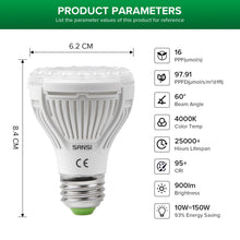 Carica l'immagine nel visualizzatore di Gallery, SANSI Lampadina LED per Piante da Interno a Spettro Completo, 10W (100W Equivalente) E27 Lampada Coltivazione per Piante