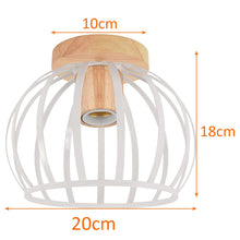Carica l'immagine nel visualizzatore di Gallery, iDEGU Plafoniera vintage industriale a gabbia metallica in legno paralume a sospensione design geometrico E27 plafoniera