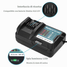 Carica l'immagine nel visualizzatore di Gallery, Caricabatterie DC10WD DC10SB DC10WC 12V 10.8V, Compatibile con Makita Batteria 12V BL1021B BL1041B BL1015 BL1016 197396-