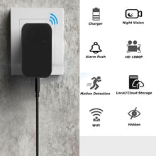 Carica l'immagine nel visualizzatore di Gallery, ZHODADA Mini Telecamera Spia, 1080p WiFi Microcamere Spia Telecamera Nascosta Senza Fili Caricatore USB Videocamere con Visione Notturna Rilevamento di Movimento Con App