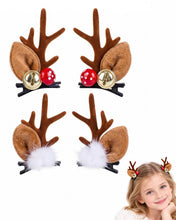 Carica l'immagine nel visualizzatore di Gallery, Set di 4 accessori per capelli natalizi, fermagli a forma di corna di renna, accessori alla moda e sicuri per bambini e 