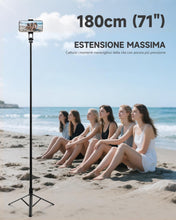 Carica l'immagine nel visualizzatore di Gallery, RISEOFLE 180cm Treppiede Smartphone, Bastone Selfie con Telecomando Wireless, Treppiede Portatile Estensibile per Smartphone Supporto Telefono Compatibile con iPhone/Samsung/GoPro/Camera