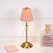 Carica l'immagine nel visualizzatore di Gallery, Lampada da Tavolo a LED,Piccola Lampada da Tavolo con Fiocco Dorato,Lampada da Scrivania a LED Ricaricabile,Lampada da T
