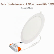 Carica l'immagine nel visualizzatore di Gallery, JANDEI – Confezione da 5 faretti LED da incasso rotondi, 18W, 1500 lumen, extrapiatti 13 mm, foro di montaggio Ø200-205 