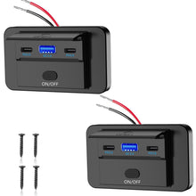 Carica l'immagine nel visualizzatore di Gallery, Presa USB 12V, 90W - Caricatore Triplo Porta con Ricarica Rapida Simultanea (QC3.0 + 2 x PD), Interruttore On/Off, Presa