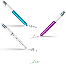 Carica l'immagine nel visualizzatore di Gallery, BIC 4 Colori, Penne Multicolore, Set 6 Penne a Sfera a Scatto con Inchiostri Classici e Pastello, Fusti Assortiti, Cancelleria Scuola e Università