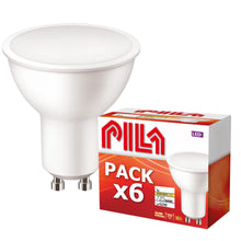Carica l'immagine nel visualizzatore di Gallery, PILA Pack da 6 lampadine LED GU10 ad alto flusso, 7W (= 80W), luce bianca calda (2700K), 720 lumen, angolo di illuminazi