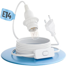 Carica l'immagine nel visualizzatore di Gallery, greate Portalampada E14 con cavo e interruttore bianco 3,5 metri - Porta lampadina E14 con spina max. 60W 250V