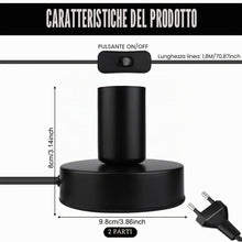 Carica l'immagine nel visualizzatore di Gallery, Set di 2 lampade da tavolo con portalampada E27, portalampada da soffitto con attacco E27, piccola lampada da tavolo ind
