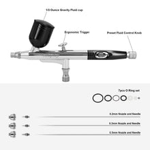 Carica l'immagine nel visualizzatore di Gallery, Kit Aerografo a Doppia Azione – Pistola Airbrush con Ugelli da 0,2mm/0,3mm/0,5mm, Tazze da 10cc/20cc/40cc, Tubo Aria e Set di Pulizia – Perfetto per Pittura, Nail Art e Tatuaggi