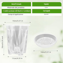 Carica l'immagine nel visualizzatore di Gallery, Set da 3 Vasi per Orchidee in Plastica con Sottovasi, 1.3L/Ø14cm Vaso