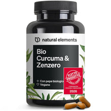 Carica l'immagine nel visualizzatore di Gallery, Bio Curcuma &amp; Zenzero – 180 capsule – curcuma, zenzero e pepe biologici – con curcumina e piperina – ad alto dosaggio – 