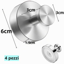 Carica l'immagine nel visualizzatore di Gallery, 4 ganci a ventosa, ganci ventosa, rimovibili senza fori, ganci per asciugamani, in acciaio inox, per cucina, bagno, fine